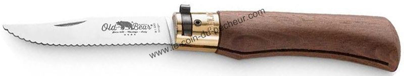 Couteau Old Bear Manche Noyer 12cm à dents - 337.L